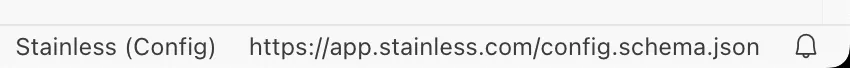 Editor status bar showing the active Stainless extension indicator