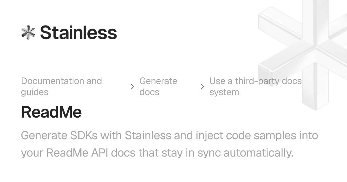 ReadMe Integration | Stainless docs