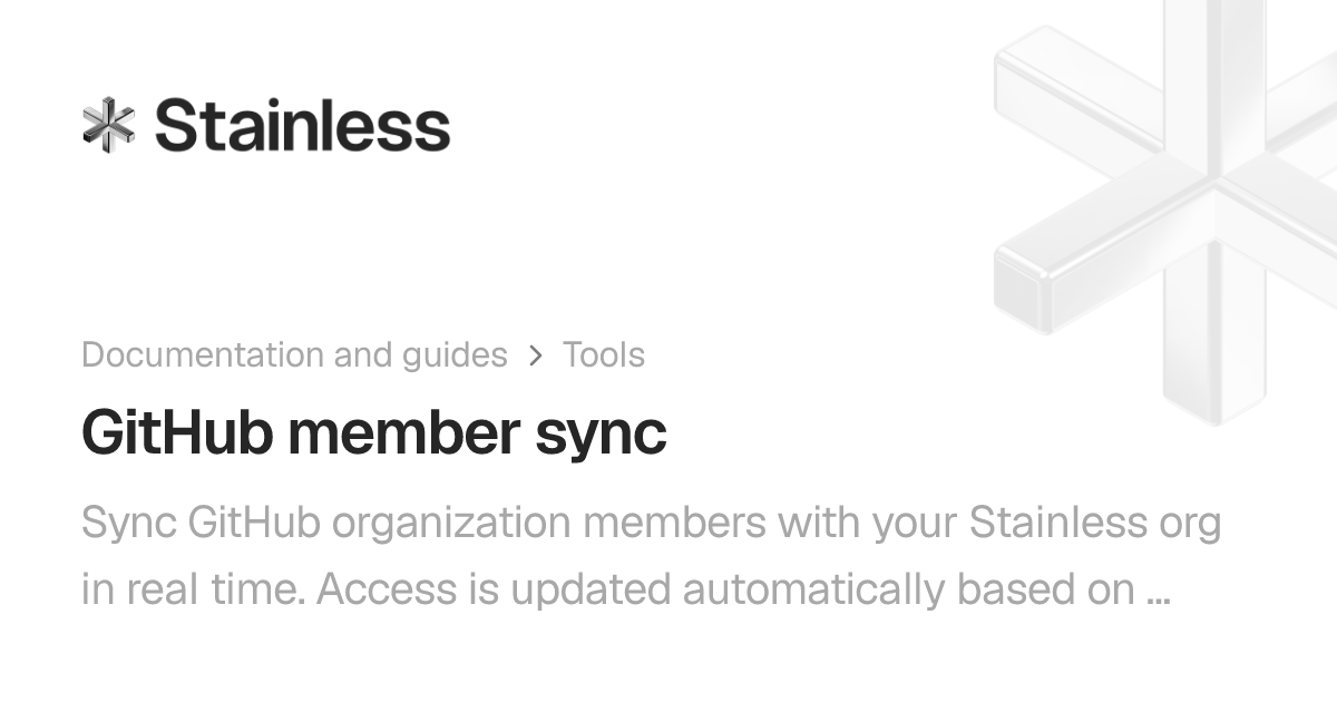 GitHub member sync | Stainless